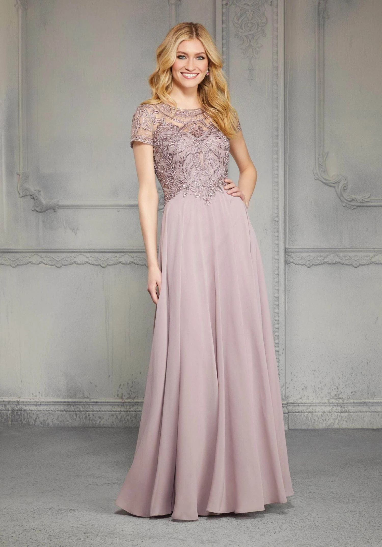 MGNY By Mori Lee - 71824 Embellished Bateau Chiffon A-line Dress 6 MGNY By Mori Lee - 71824 Embellished Bateau Chiffon A-line Dress - Image 6