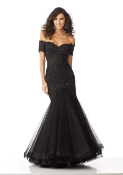 MGNY By Mori Lee - 71825 Lace Appliqued Off-Shoulder Trumpet Dress -Fashion wedding dress mgny by mori lee 71825 lace appliqued off shoulder trumpet dress pageant dresses 0 black 12788426768467