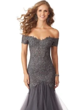 MGNY By Mori Lee - 71825 Lace Appliqued Off-Shoulder Trumpet Dress -Fashion wedding dress mgny by mori lee 71825 lace appliqued off shoulder trumpet dress pageant dresses 12788426899539