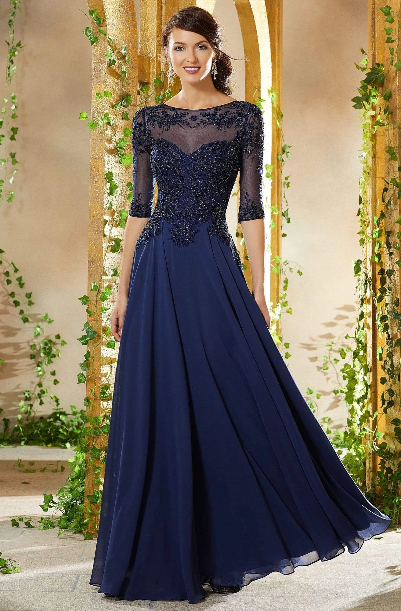 MGNY By Mori Lee - 71908 Bead Embroidered Chiffon A-line Gown 1 MGNY By Mori Lee - 71908 Bead Embroidered Chiffon A-line Gown