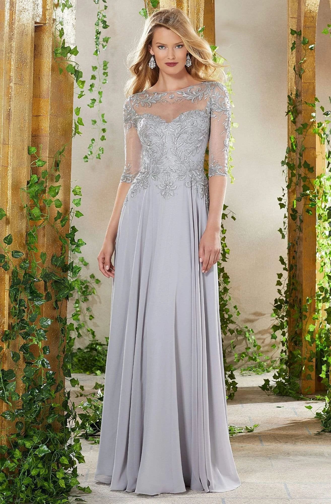 MGNY By Mori Lee - 71908 Bead Embroidered Chiffon A-line Gown 2 MGNY By Mori Lee - 71908 Bead Embroidered Chiffon A-line Gown - Image 2