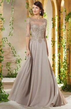 MGNY By Mori Lee - 71908 Bead Embroidered Chiffon A-line Gown 6 MGNY By Mori Lee - 71908 Bead Embroidered Chiffon A-line Gown -Fashion wedding dress mgny by mori lee 71908 bead embroidered chiffon a line gown mother of the bride dresses 0 taupe 28080361898067