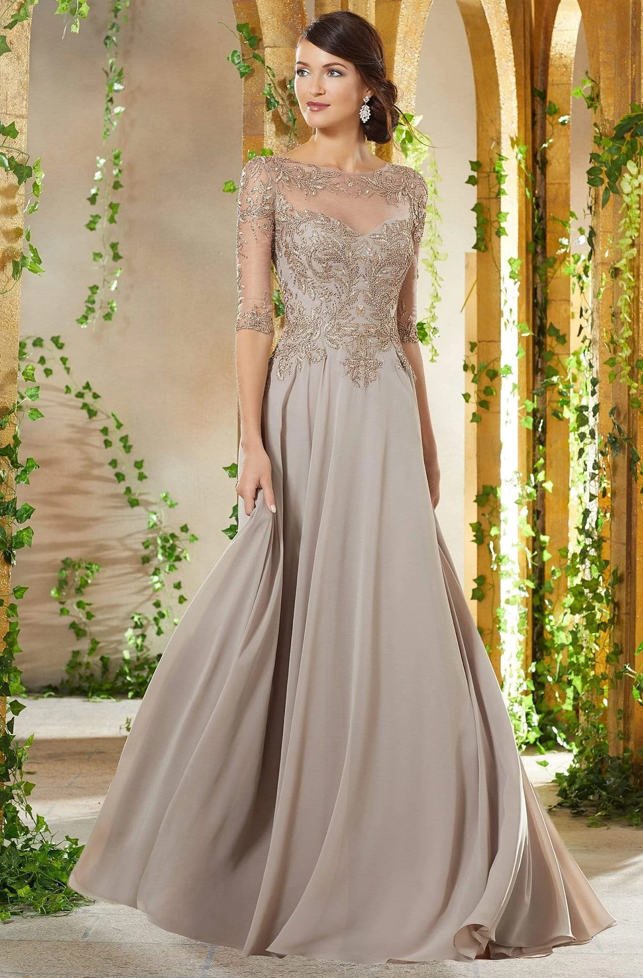 MGNY By Mori Lee - 71908 Bead Embroidered Chiffon A-line Gown 3 MGNY By Mori Lee - 71908 Bead Embroidered Chiffon A-line Gown - Image 3