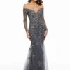 MGNY By Mori Lee - 72015 Metallic Lace Off-Shoulder Trumpet Dress