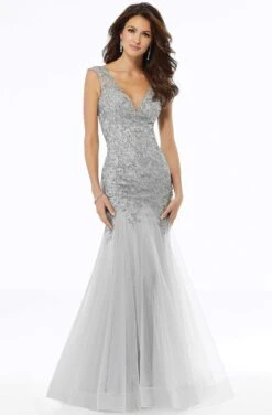 MGNY By Mori Lee - 72103 Beaded Plunging V-Neck Trumpet Dress 10 MGNY By Mori Lee - 72103 Beaded Plunging V-Neck Trumpet Dress -Fashion wedding dress mgny by mori lee 72103 beaded plunging v neck trumpet dress evening dresses 2 silver 13745143939155