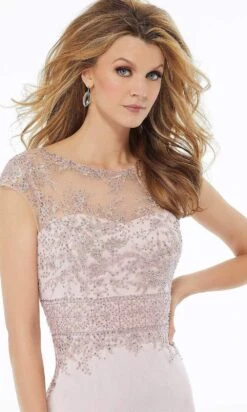 MGNY By Mori Lee - 72127 Embroidered Bateau Stretch Crepe Sheath Dress -Fashion wedding dress mgny by mori lee 72127 embroidered bateau stretch crepe sheath dress mother of the bride dresses 28774850854995