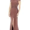 MGNY By Mori Lee - 72210SC Embellished Jewel Neck Evening Dress - 1 Pc Rosewood In Size 12 Available