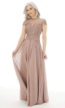 MGNY By Mori Lee - 72221 Beaded Embroidery Illusion Neck Chiffon Gown -Fashion wedding dress mgny by mori lee 72221 beaded embroidery illusion neck chiffon gown mother of the bride dresses 2 dusty lilac 28146439258195