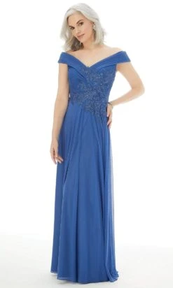 MGNY By Mori Lee - 72229 Appliqued Pleated Off Shoulder A-Line Gown -Fashion wedding dress mgny by mori lee 72229 appliqued pleated off shoulder a line gown mother of the bride dresses 2 hydrangea 28784276242515