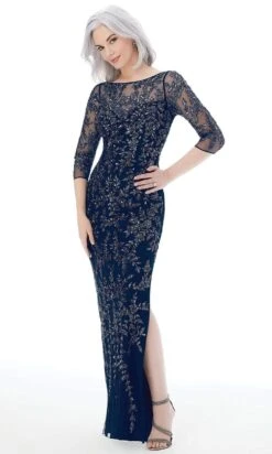 MGNY By Mori Lee - 72232 Fully Beaded Net Sheath Evening Gown -Fashion wedding dress mgny by mori lee 72232 fully beaded net sheath evening gown mother of the bride dresses 2 navy 28115878772819
