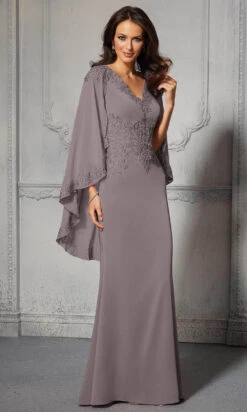 MGNY By Mori Lee - 72401 Capelet Sheath Evening Dress -Fashion wedding dress mgny by mori lee 72401 capelet sheath evening dress evening dresses 00 charcoal 28415560450131