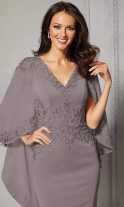 MGNY By Mori Lee - 72401 Capelet Sheath Evening Dress -Fashion wedding dress mgny by mori lee 72401 capelet sheath evening dress evening dresses 28415522242643