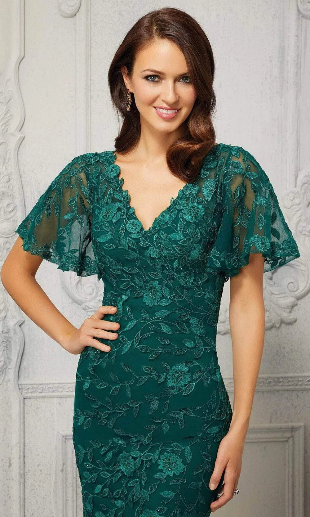 MGNY By Mori Lee - 72413 V-Neck Embroidered Evening Dress 5 MGNY By Mori Lee - 72413 V-Neck Embroidered Evening Dress - Image 5