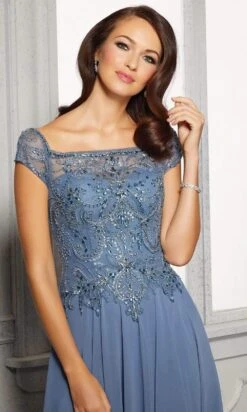 MGNY By Mori Lee - 72419 Illusion Square A-Line Evening Dress -Fashion wedding dress mgny by mori lee 72419 illusion square a line evening dress mother of the bride dresses 28428431523923