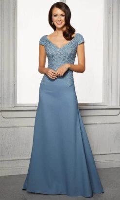 MGNY By Mori Lee - 72421 Cap Sleeves A-Line Evening Dress -Fashion wedding dress mgny by mori lee 72421 cap sleeves a line evening dress mother of the bride dresses 00 slate 28428001181779