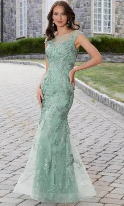 MGNY By Mori Lee 72702 - Lace Appliqued Evening Dress -Fashion wedding dress mgny by mori lee 72702 lace appliqued evening dress evening dresses 32017704091731
