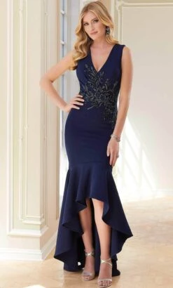 MGNY By Mori Lee 72703 - High-Low Crepe Evening Gown -Fashion wedding dress mgny by mori lee 72703 high low crepe evening gown evening dresses 00 navy 32017717264467