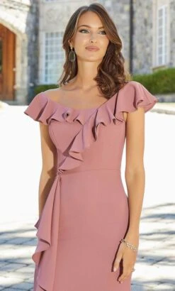 MGNY By Mori Lee 72709 - Crepe Ruffled Slit Long Dress -Fashion wedding dress mgny by mori lee 72709 crepe ruffled slit long dress evening dresses 32021651750995