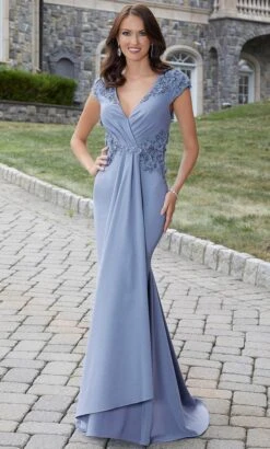 MGNY By Mori Lee 72714 - Cap Sleeved Prom Dress -Fashion wedding dress mgny by mori lee 72714 cap sleeved prom dress prom dresses 00 slate 32019872940115