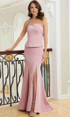 MGNY By Mori Lee 72723 - Asymmetric Neck Seamed Evening Gown -Fashion wedding dress mgny by mori lee 72723 asymmetric neck seamed evening gown special occasion dress 00 peony 31997968941139