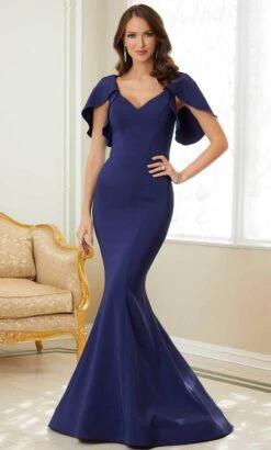MGNY By Mori Lee 72728 - Crepe Cape Prom Dress