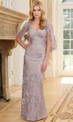 MGNY By Mori Lee 72730 - Feathered Capelet Formal Dress -Fashion wedding dress mgny by mori lee 72730 feathered capelet formal dress formal gowns 00 lavender 32019954663507