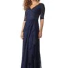 MGNY By Mori Lee - Beaded Lace A-Line Formal Dress 71809SC - 1 Pc Navy In Size 12 Available