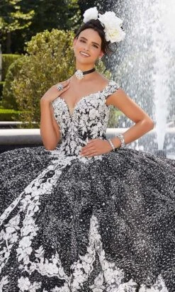 Mori Lee - 34042 Plunging Floral Embroidered Ballgown 8 Mori Lee - 34042 Plunging Floral Embroidered Ballgown -Fashion wedding dress mori lee 34042 plunging floral embroidered ballgown quinceanera dresses 15676362981459