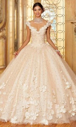 Mori Lee 34063 - 3D Florals Quinceanera Ballgown -Fashion wedding dress mori lee 34063 3d florals quinceanera ballgown quinceanera dresses 00 chamgold 31384044634195