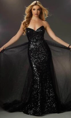 Mori Lee 48011 - Strapless Glittered Overskirt Prom Gown