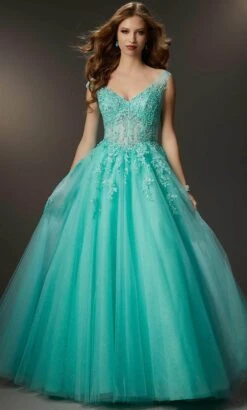 Mori Lee 48035 - Cap Sleeve Beaded Ballgown