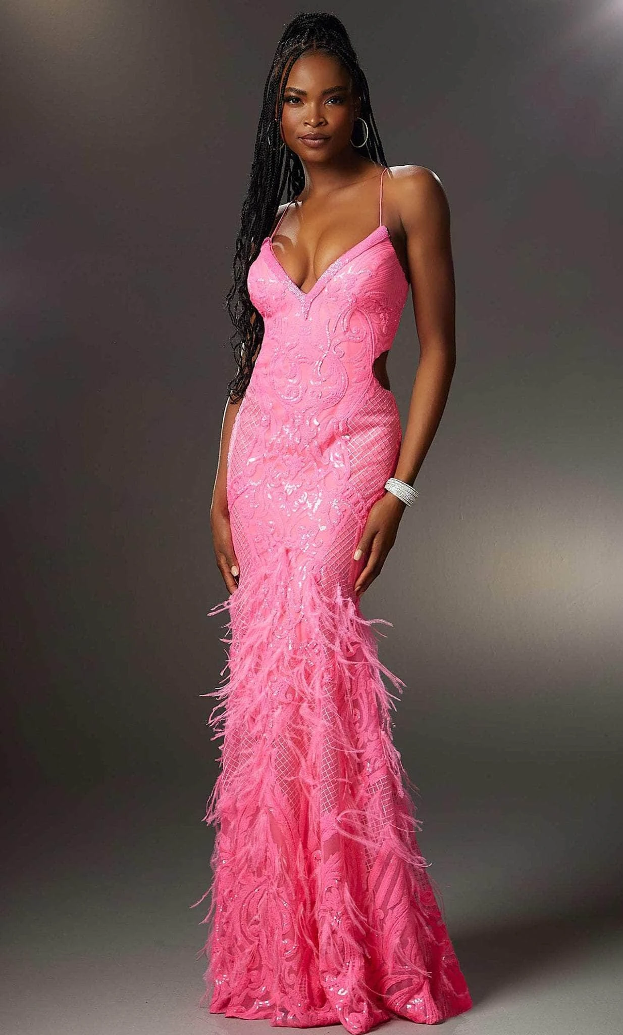 Mori Lee 48039 - Sleeveless Feather Detailed Prom Dress 4 Mori Lee 48039 - Sleeveless Feather Detailed Prom Dress - Image 4