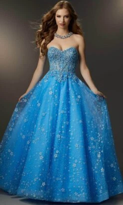 Mori Lee 48058 - Strapless Floral Beaded Ballgown 9 Mori Lee 48058 - Strapless Floral Beaded Ballgown -Fashion wedding dress mori lee 48058 strapless floral beaded ballgown ball gowns 00 french blue 31995634778195
