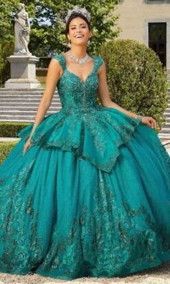 Mori Lee - 60134 Metallic Embroidered Peplum Ballgown -Fashion wedding dress mori lee 60134 metallic embroidered peplum ballgown quinceanera dresses 00 jade 15676419407955