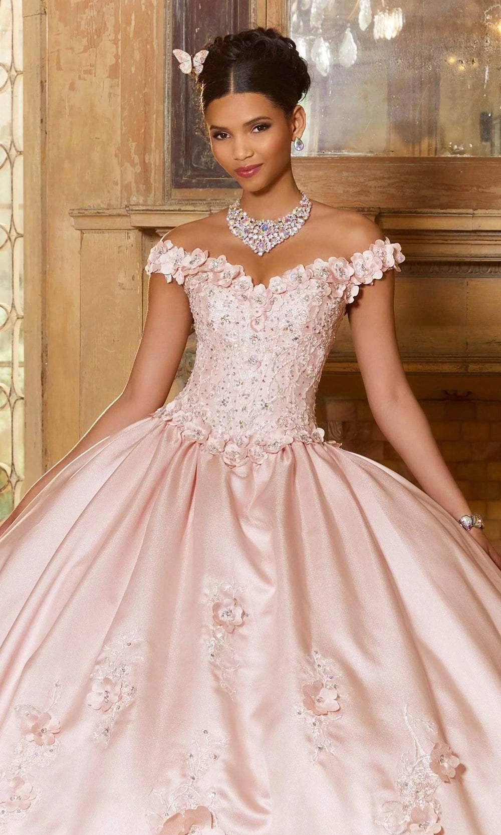 Mori Lee 60153 - Appliqued Satin Quinceanera Ballgown 2 Mori Lee 60153 - Appliqued Satin Quinceanera Ballgown - Image 2