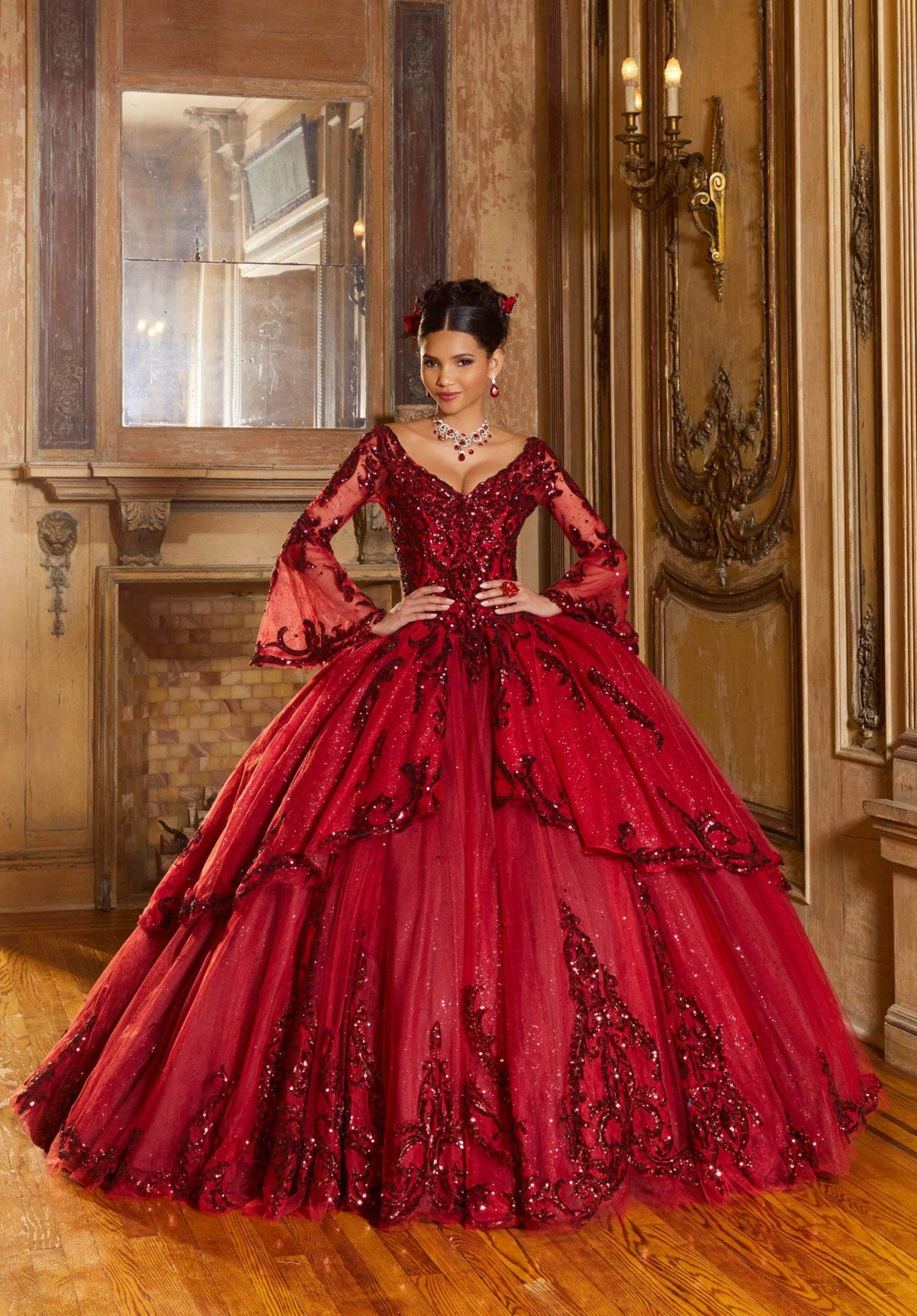 Mori Lee 60156 - Long Sleeve Embellished Ballgown 6 Mori Lee 60156 - Long Sleeve Embellished Ballgown - Image 6