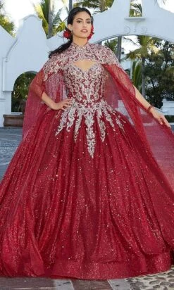 Mori Lee 60166 - Glittered Tulle Quinceanera Ballgown -Fashion wedding dress mori lee 60166 glittered tulle quinceanera ballgown ball gowns 00 sangria 31384293179475