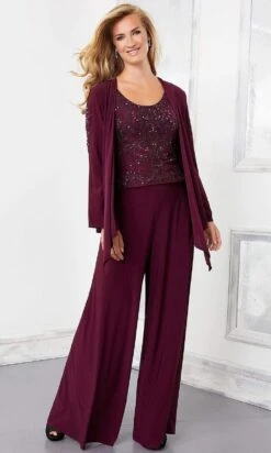 Mori Lee - 72304 3 Piece Set Crystal Beaded Top Jersey Pant Suit 7 Mori Lee - 72304 3 Piece Set Crystal Beaded Top Jersey Pant Suit -Fashion wedding dress mori lee 72304 3 piece set crystal beaded top jersey pant suit evening dresses 2 wine 15885985775699