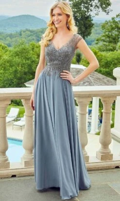 Mori Lee 72521 - Chiffon Fitted V-Neck Long Dress