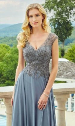 Mori Lee 72521 - Chiffon Fitted V-Neck Long Dress -Fashion wedding dress mori lee 72521 chiffon fitted v neck long dress prom dresses 31382640132179