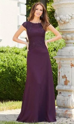 Mori Lee 72534 - Bateau Neckline Floral Evening Dress -Fashion wedding dress mori lee 72534 bateau neckline floral evening dress evening dresses 00 plum 31383285825619