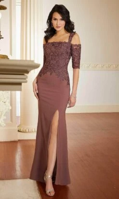 Mori Lee 72628 - Laced Crepe Evening Gown -Fashion wedding dress mori lee 72628 laced crepe evening gown evening dresses 00 rosewood 31386636353619