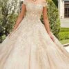 Mori Lee - 89302 Off Shoulder Rhinestone Beaded Glitter Net Ballgown