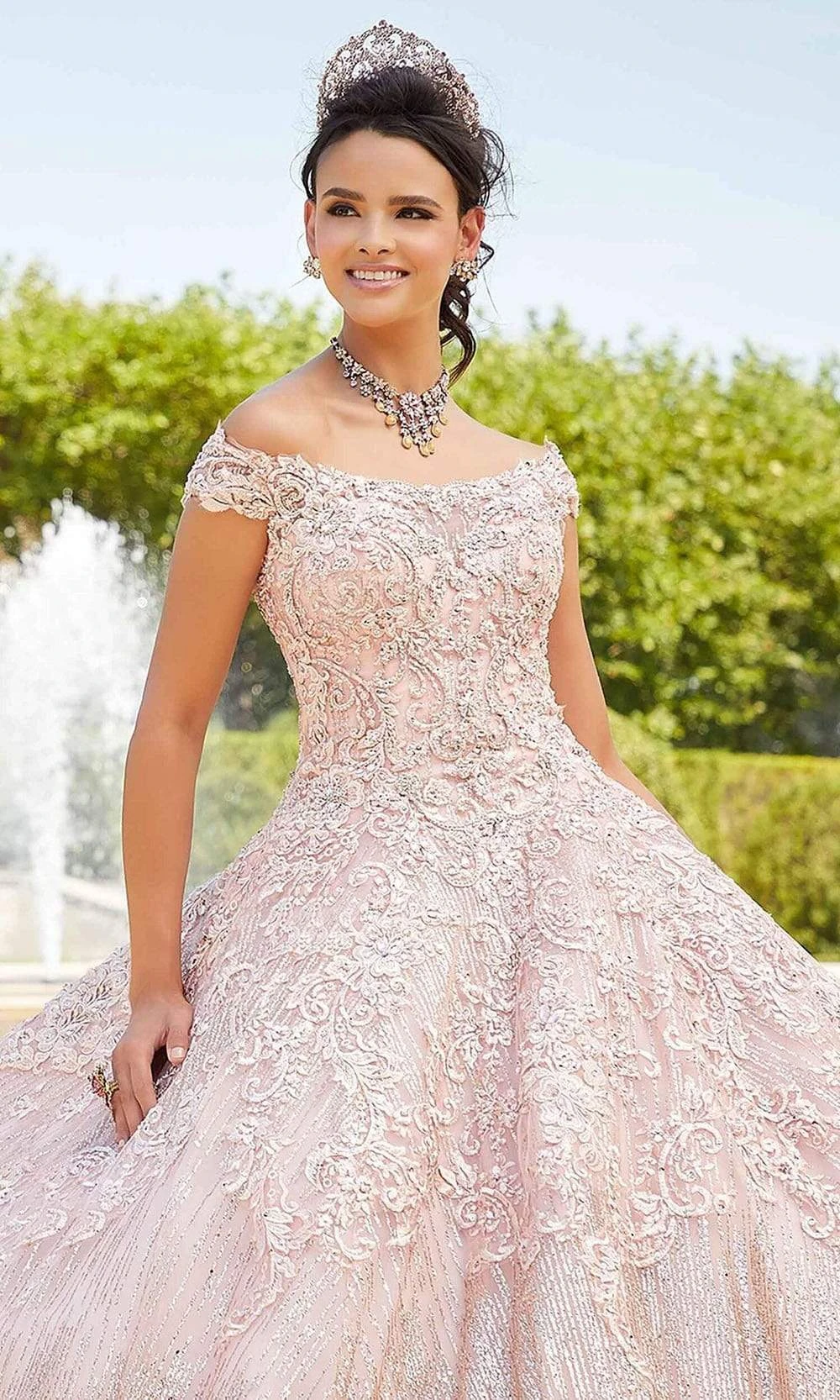 Mori Lee - 89302 Off Shoulder Rhinestone Beaded Glitter Net Ballgown 5 Mori Lee - 89302 Off Shoulder Rhinestone Beaded Glitter Net Ballgown - Image 5