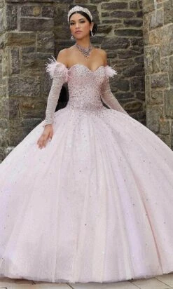 Mori Lee 89334 - Arm Sleeved Feathered Crystal Ballgown -Fashion wedding dress mori lee 89334 arm sleeved feathered crystal ballgown ball gowns 31393088667731