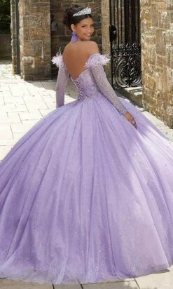 Mori Lee 89334 - Arm Sleeved Feathered Crystal Ballgown -Fashion wedding dress mori lee 89334 arm sleeved feathered crystal ballgown ball gowns 31393088798803