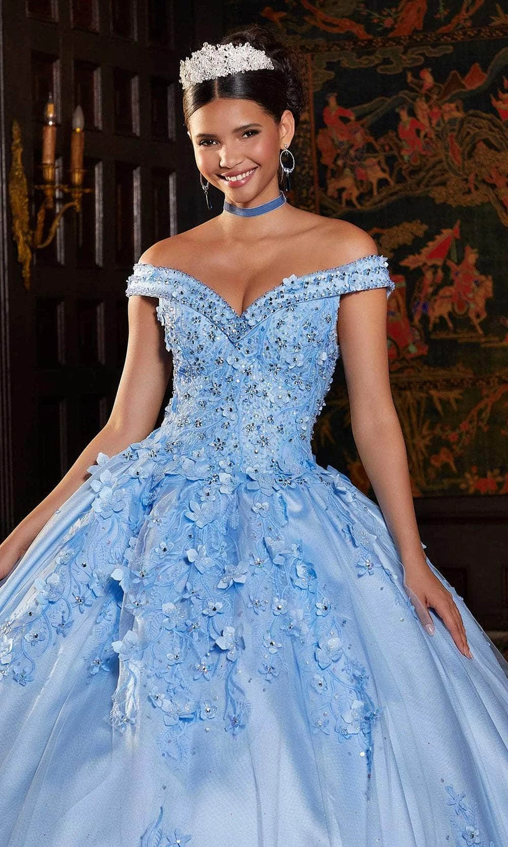 Mori Lee 89337 - 3D Floral Appliqued Ballgown 2 Mori Lee 89337 - 3D Floral Appliqued Ballgown - Image 2