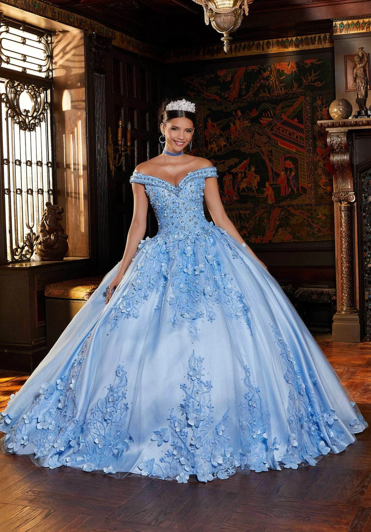 Mori Lee 89337 - 3D Floral Appliqued Ballgown 3 Mori Lee 89337 - 3D Floral Appliqued Ballgown - Image 3