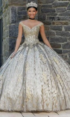 Mori Lee 89347 - Glittered V-Neck Quinceañera Dress