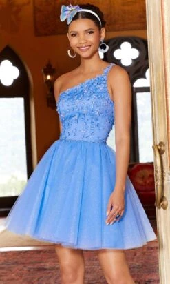 Mori Lee 9584 - Floral Single Strap Mini A-Line Dress -Fashion wedding dress mori lee 9584 floral single strap mini a line dress cocktail dresses 31393188249683